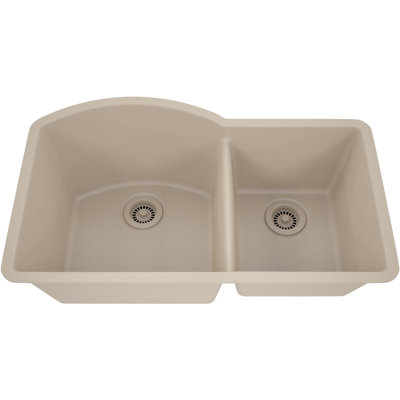 LEXICON Platinum 32-Inch Quartz Composite Drop-in Undermount 70/30 Double Bowl Kitchen Sink includes Accessories 2 stainless steel grids 1 color-match -  Lexicon Quartz, LP-7030-B