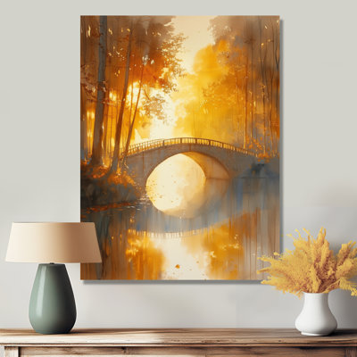 Décoration murale jaune et beige, automne, rivière de beauté I - Ponts