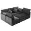 Canapé d'angle modulaire en forme de U ou de L de 220 cm (86,6 po) avec ports de chargement, noir, chenille douce, mousse haute densité, deux coussins décoratifs, repose-pieds amovible, assise confortable en chenille, structure, coussins amovibles