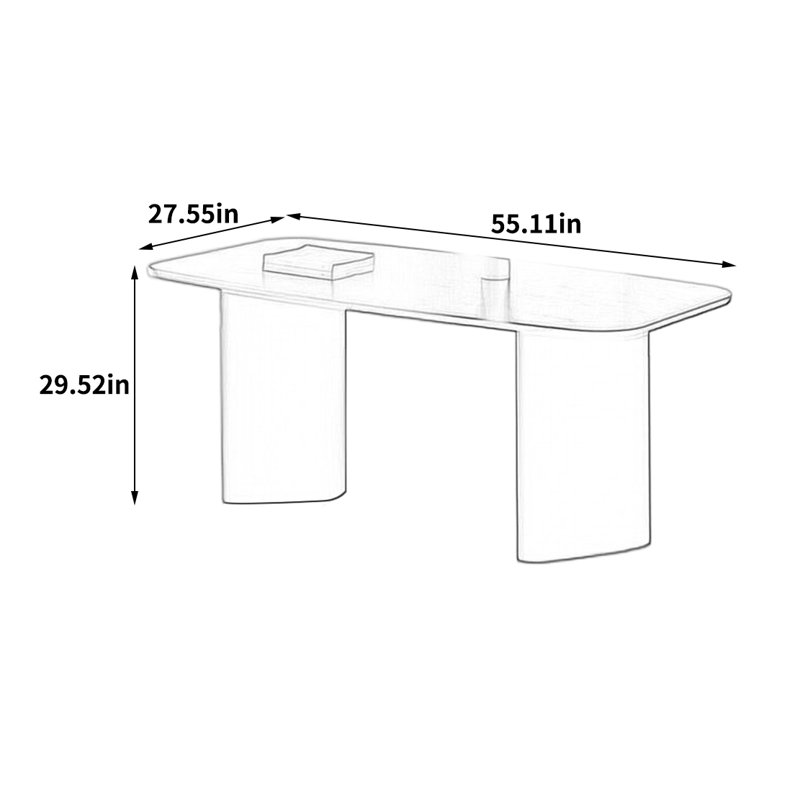 Bureau élégant d'inspiration luxueuse, H 29,52 po x l 55,11 po x P 27,55 po