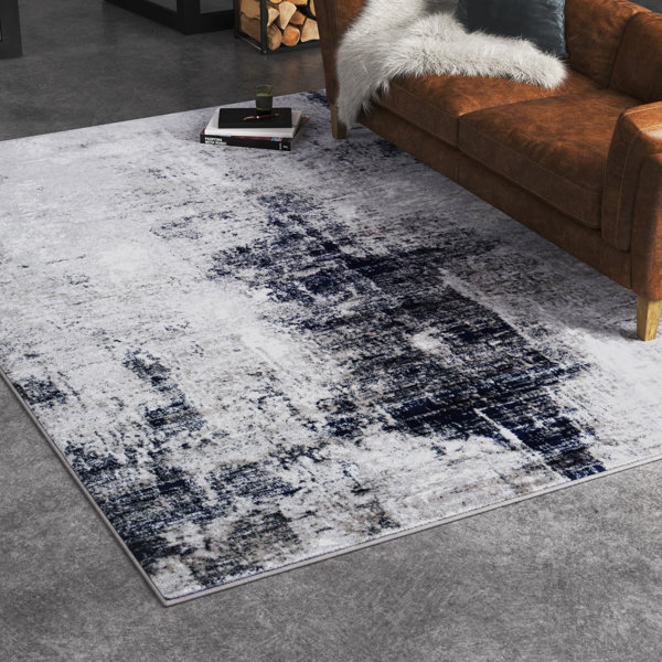 Cornwell Abstract Aqua/Navy Area Rug Steelside Rug Size: Rectangle 6'7 x 9