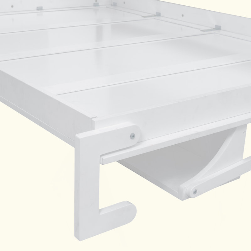 Lit escamotable Murphy avec placard, tiroirs et tablettes, Blanc, Grand
