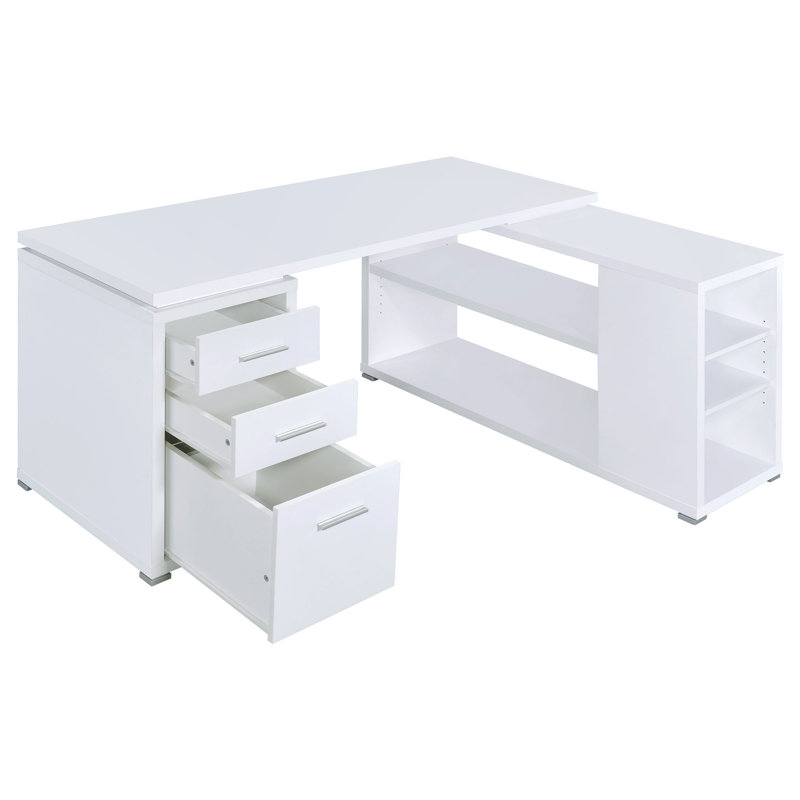 L-Shape Home Office Computer Desk, 29.5" H x 60" W x 47.25" D, White