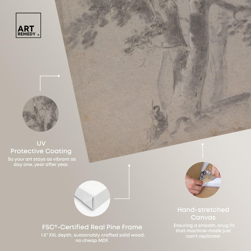 Vintage Gray Wrapped Canvas Landscape Art, 15" x 10"