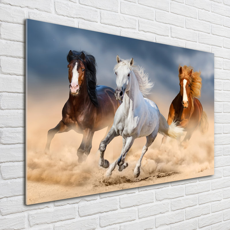 Horses In The Desert - Unframed Art Prints on Glass