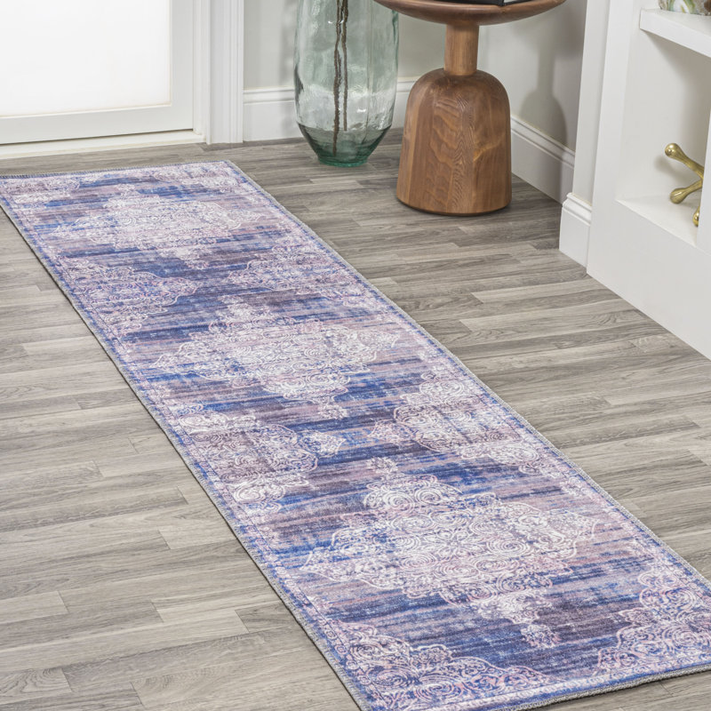 Tapis bleu Regis Bohemian Medallion, Tapis de couloir 2 pi x 8 pi
