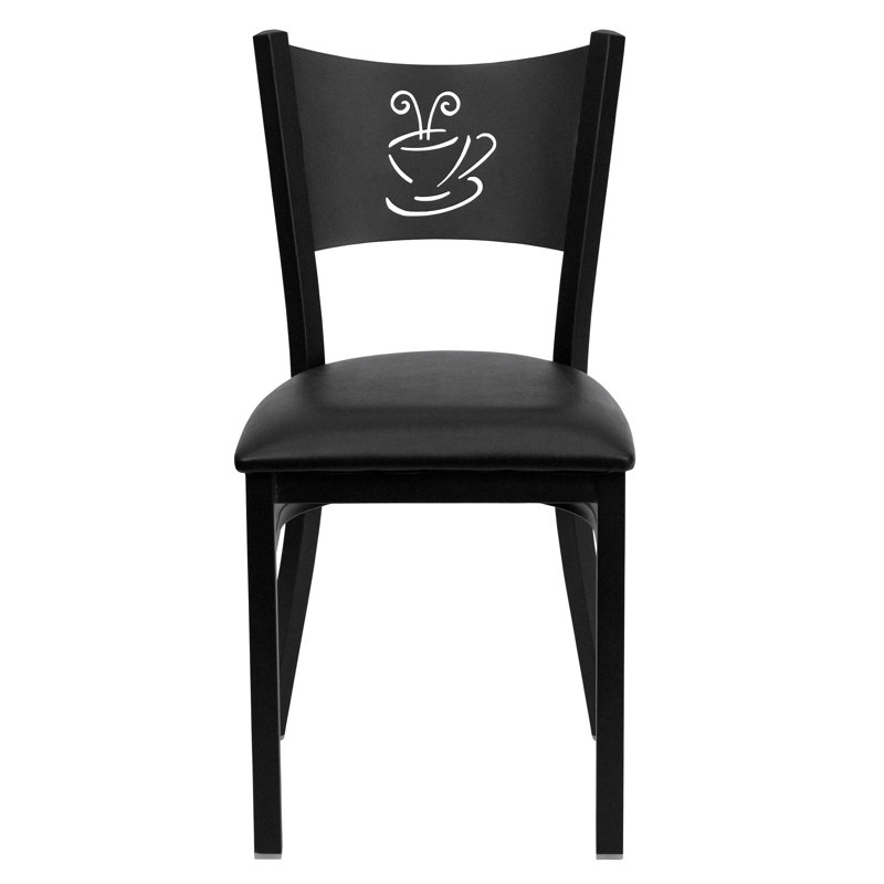 Prompton Coffee Back Metal Restaurant Chair, Black