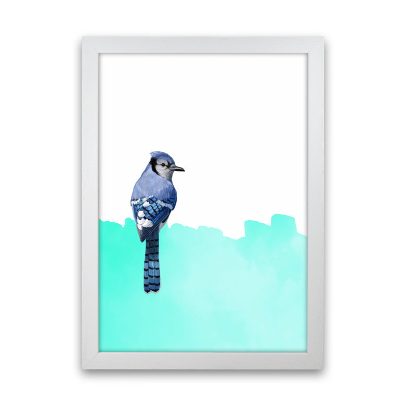 Bird Blue - Print, White Framed, 63cm H x 46cm W x 3cm D