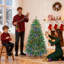 Arbre de Noël artificiel pré-éclairé avec lumières DEL changeantes de couleur - vert Noël, assemblage facile, branches articulées et support en métal robuste-1150373511