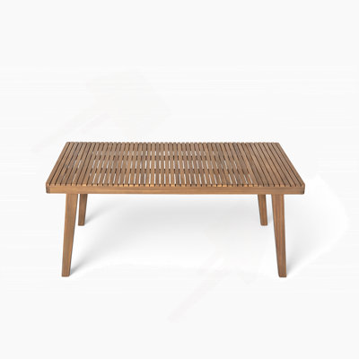 Table de salle à manger d'extérieur 69 po en bois d'acacia avec plateau à lattes, capacité de poids de 300 lb, idéale pour les rassemblements de patio et de jardin, brun