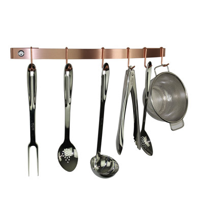 Handcrafted Curved Wall Rack Utensil Bar with 6 Hooks
