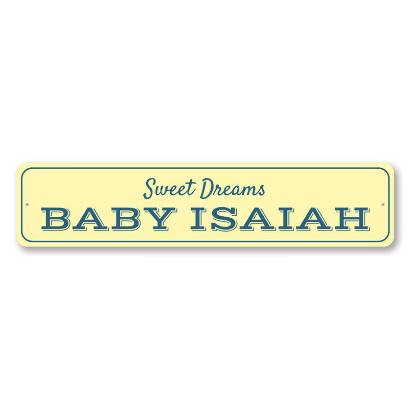 Plaque en aluminium Sweet Dreams Baby, H 4 po x l 18 po x P 0,04 po
