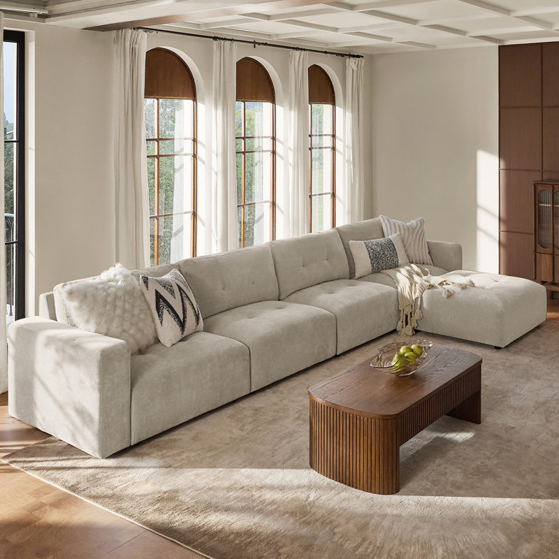 Esme 163" Modern Oversized Modular Sectional Sofa with Chenille Fabric and Memory Foam Cushions, Dove