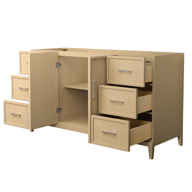 Elan 59'' W Single Bathroom Vanity Base, Tan/Brushed Nickel