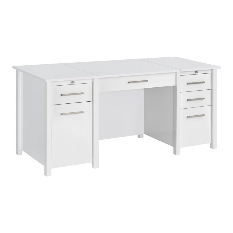 59.6'' W Height Adjustable Rectangle Writing Desk, White