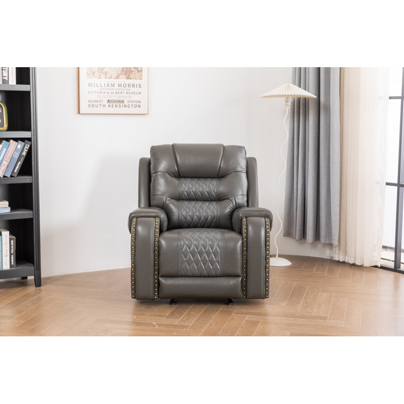 Fauteuil inclinable et berçant en cuir Ilyia, Similicuir gris