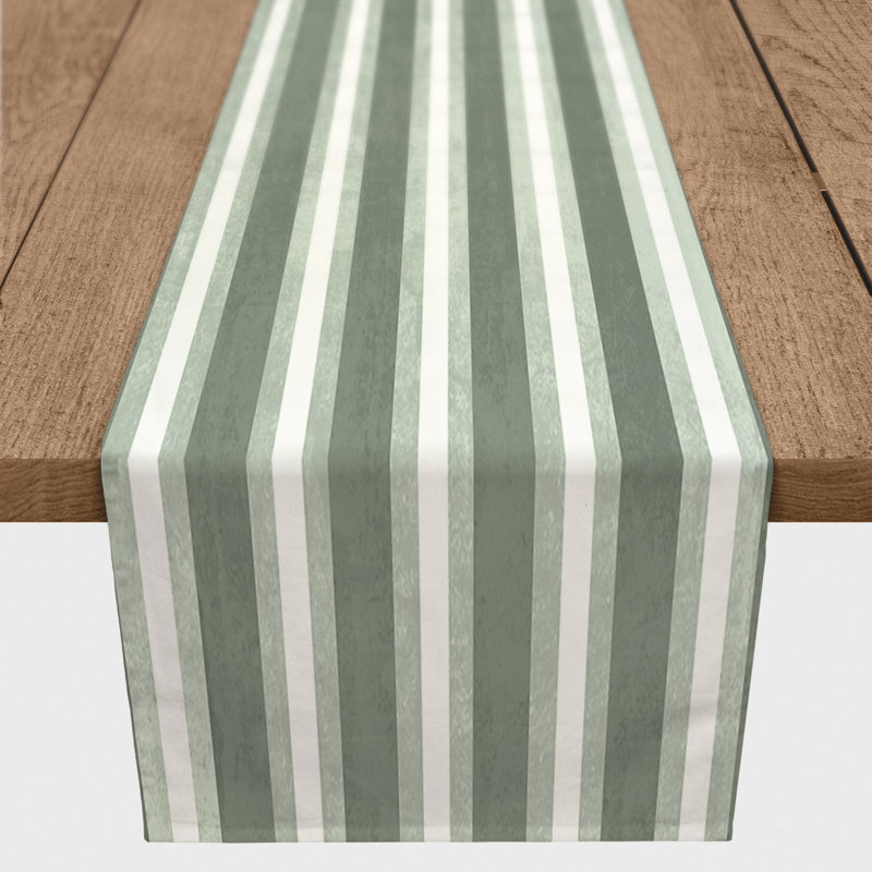 Chemin de table rayé, 72 po x 16 po, Vert