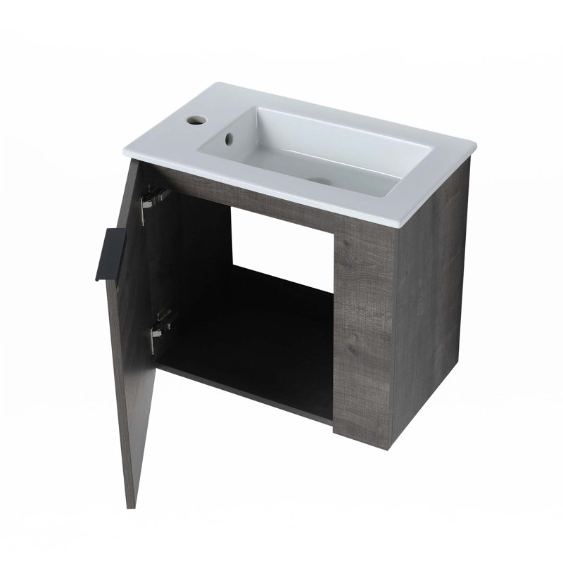 Meuble-lavabo flottant 22 po avec lavabo, Gris