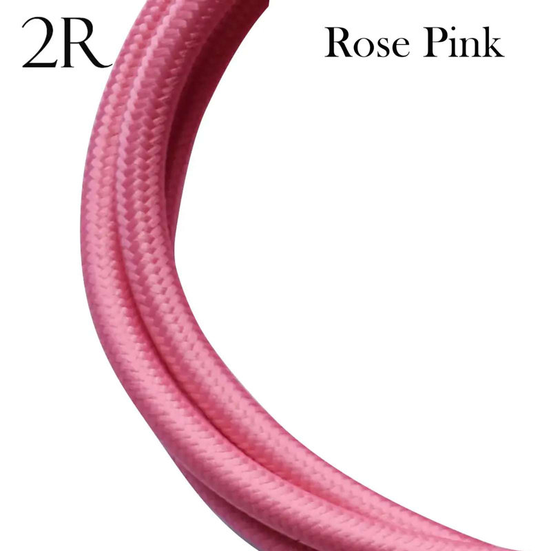 5m 2 Core Round Fabric Electrical Cable Braided Flex Cord for Lightning Lamp and DIY Projects, Rose Pink
