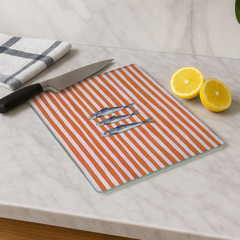 Durable Tempered Glass Cutting Board, 7.9 x 11.8 inches | 100% Antibacterial, Non-Slip Silicone Feet | Easy Clean Surface, Perfect for Food Prep & Kitchen Use, Not Dishwasher, Microwave, or Oven Safe
