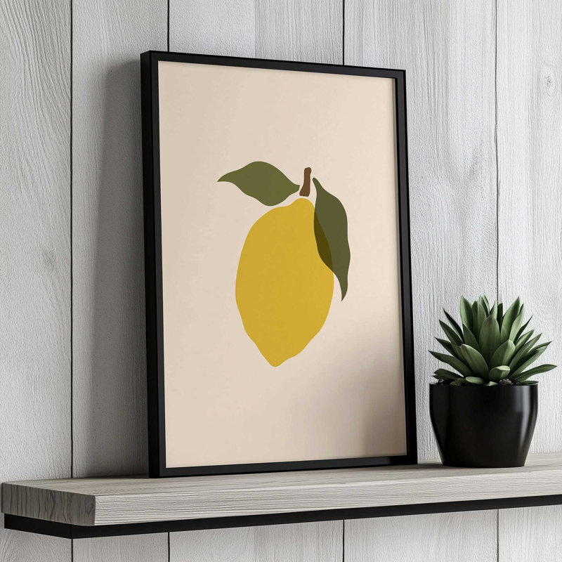 «Simple Lemon I» par Garima Dhawan, reproduction d'art, Cadre à joints visibles, H 16 po x l 12 po, Blanc