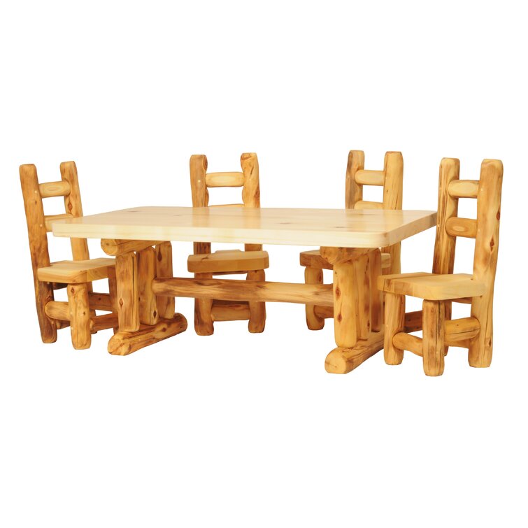 Lasalle 5 - Piece Solid Wood Top Trestle Dining Set