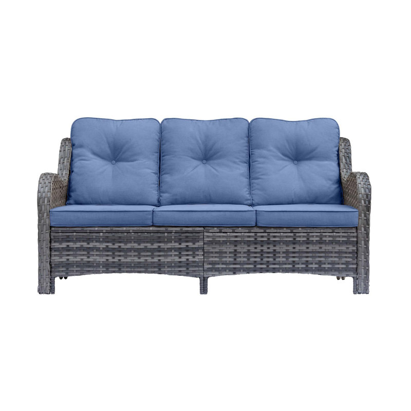 Seun 71.26'' Wide Patio Sofa with Cushions, Denim Blue