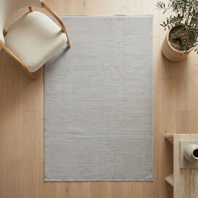 Tapis moderne texturé gris uni en microfibre ultra-douce (2,6 pi x 4,9 pi)