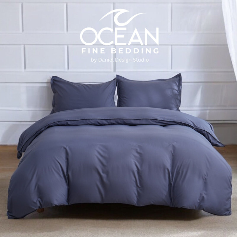 OCEAN FINE BEDDING Duvet Cover, Blue, Twin Duvet Cover + 1 Queen Sham