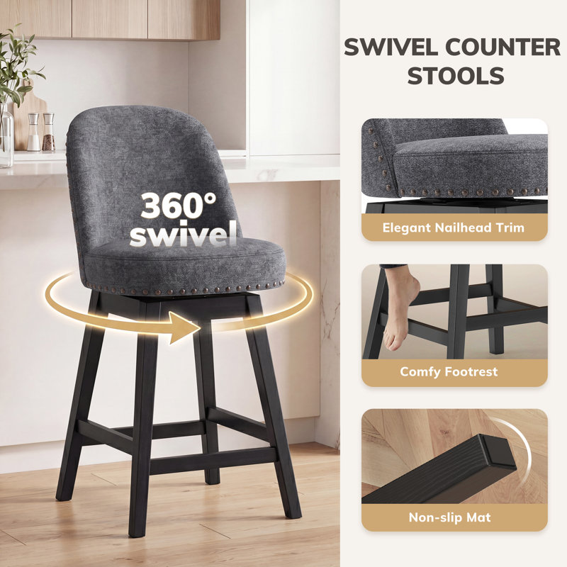 Swivel Counter Stool, Dark Gray