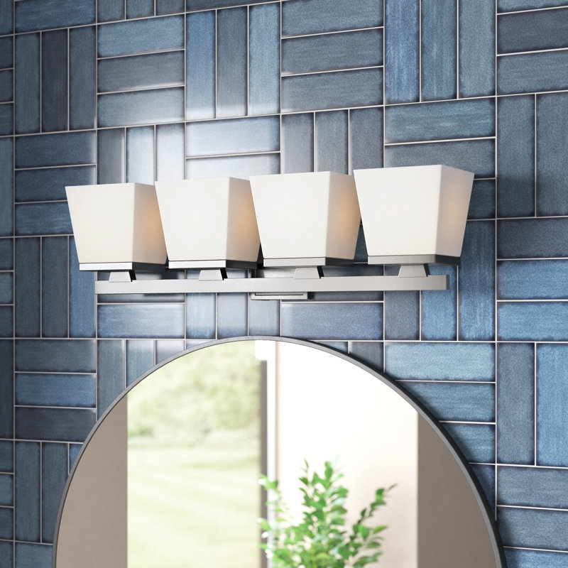 Meuble-lavabo 4 lumières Panora, Nickel brossé