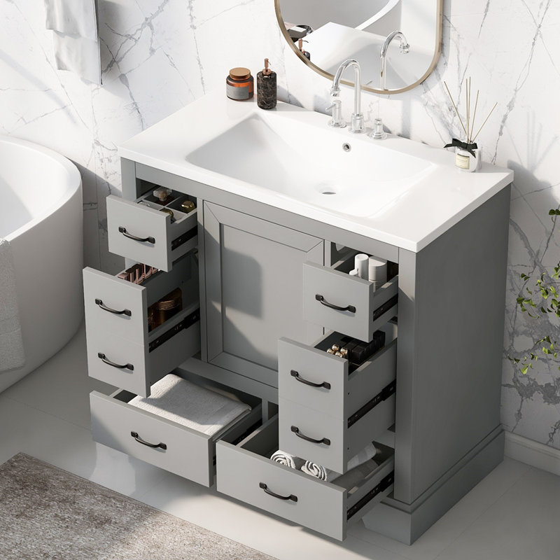 Meuble-lavabo 36 po avec lavabo, Gris