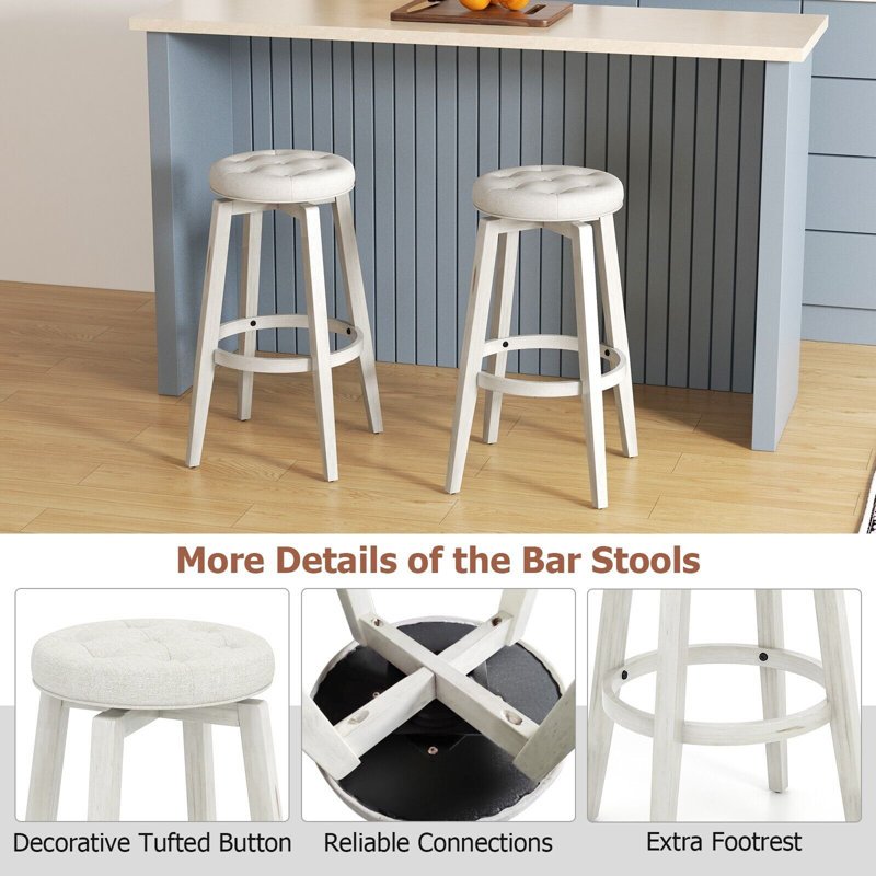 Sinquefield Swivel Upholstered Counter Stool, 76cm, White