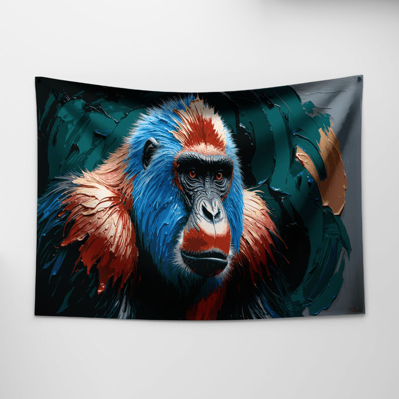 Tapisserie murale «Wildlife Mandrill», 68 po x 80 po