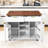 Fluted Kitchen Island Cart with Drop Leaf, Built-In Charging Station, Adjustable Shelves and Ample Storage-864124576