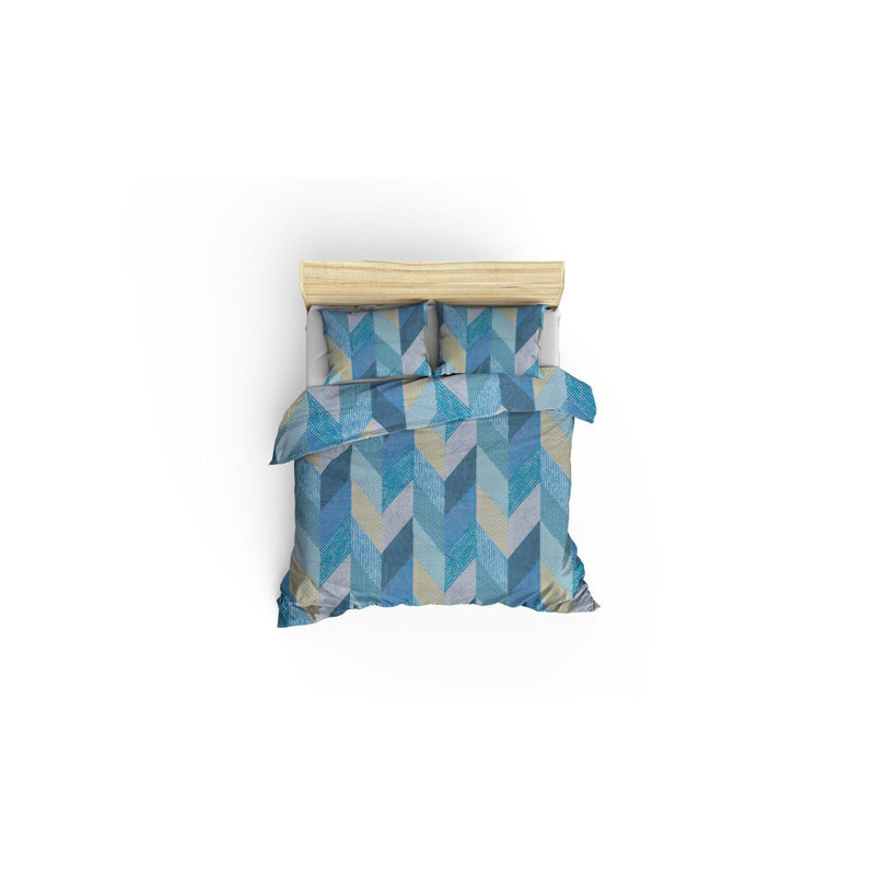 Quiltisse Cotton Geometric Shapes Bedspread with Pillowcases, Single Bedspread + 1 Standard Pillowcase
