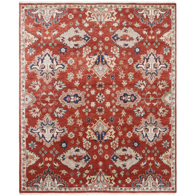Wool Oriental Area Rug in Rust