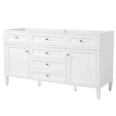 Bathroom Vanity without Sink, Cabinet Only, 3 Drawers & 2 Doors, Adjustable Shelf, Soft Close Door Hinges and Drawer Slides