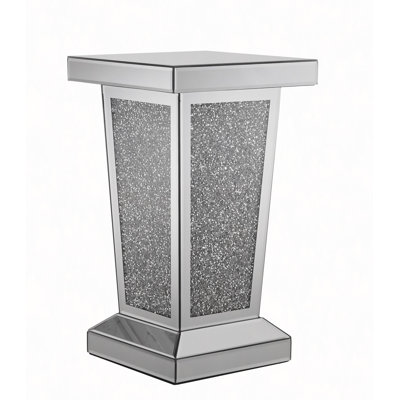 Mirrored End Table With Crystal Inlay, Modern Side Table ,Accent Table, Square Small Coffee Table For Living Room, Bedroom,Office, Hallway, Entryway. 13.8"W X 13.8"D X 23.6"H