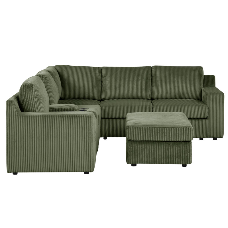 Canapé modulaire en tissu avec repose-pieds 9 pièces Diantha , Vert