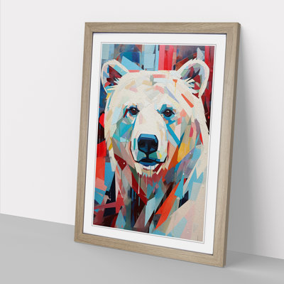 Polar Bear Constructivism No.2 - Single Picture Frame Print on Wood
