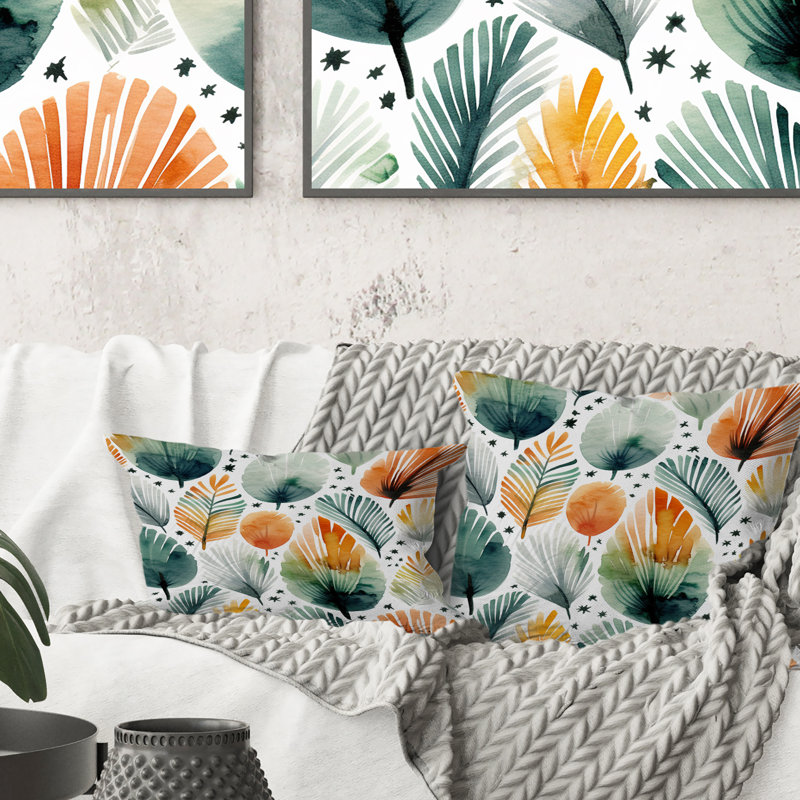 Élégance florale sarcelle orange scandinave - imprimé abstrait