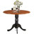 3 Piece Dining Set Contains a Round Dining Room Table with Dropleaf and 2 Linen Fabric Upholstered Kitchen Chairs, 42x42 Inch, Black-1026319154-945670557-945670556