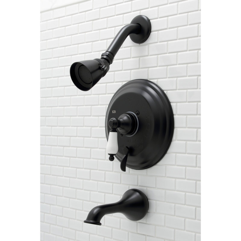 Kingston Brass Restoration Single-Handle Pressure Balanced Tub and Shower Faucet, Matte Black