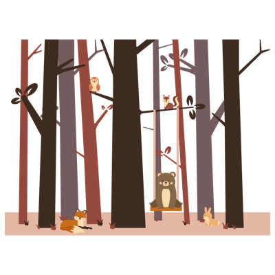 Bear Fox Chipmunk & Owl Forest Animals Wall Decal -  Millwood Pines, 4AB497E13FC84F3A8323C1689FEBF329