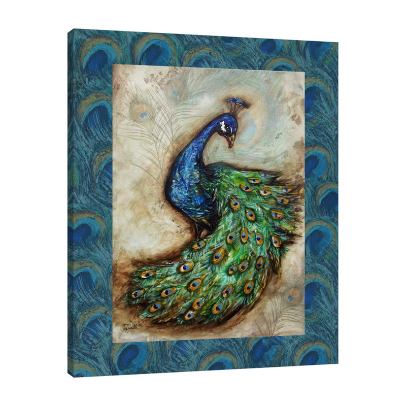 Peacock With Border by Tre Sorelle Studios - Wrapped Canvas Print, 50.8cm H x 40.64cm W