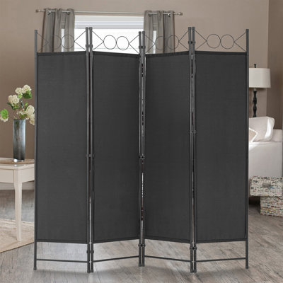 Aithan 65'' W x 68'' H 4-Panel Folding Room Divider, Privacy Screen Partition for Bedroom, Living Room, Office and Shared Spaces