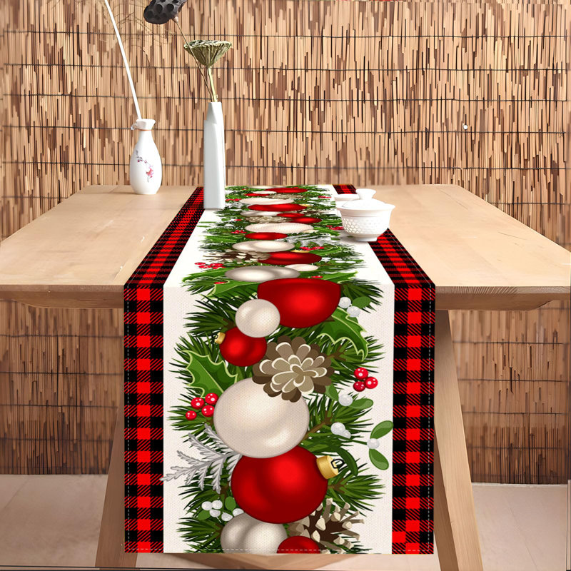 Chemin de table noir et rouge à carreaux Buffalo à carreaux de 72 pouces décorations de fêtes d'hiver pour la cuisine, salle à manger, décorations de fête