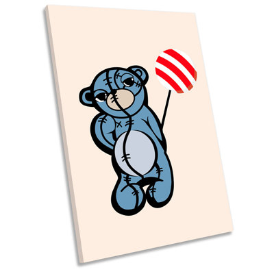 Cute Bear Lollypop - Wrapped Canvas Print