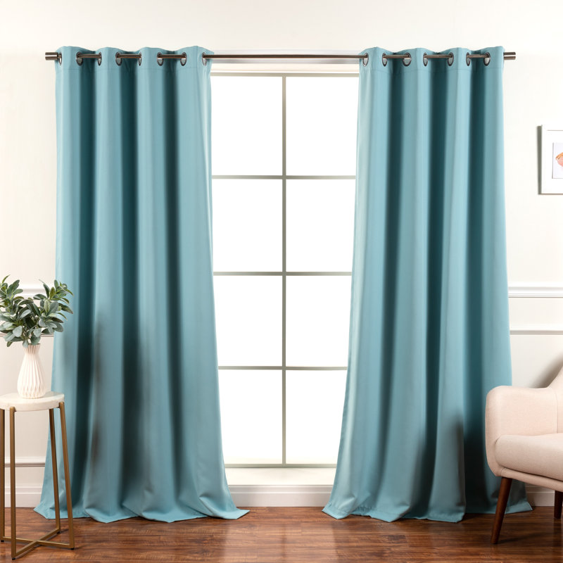 Rideaux unis opaques et isolants avec œillets Schaeffer, Turquoise, l 52" x L 84"